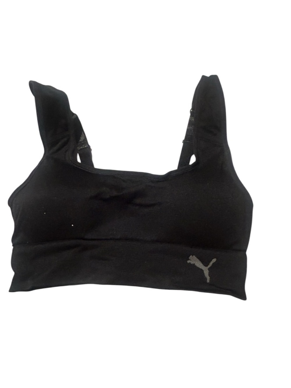 PUMA Performance Seamless Sports Bra Black Sports Bra Silver Logo, Women’s Sz S - Picture 2 of 9